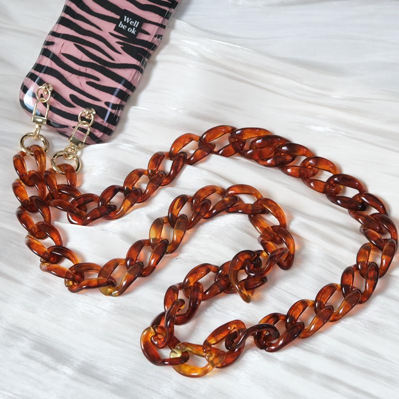 New Phone Accessory Detachable Parts Chain Blue Crossbody Resin Luxury Strap Amber Phone Case Chains Red Acrylic Shoulder Chain