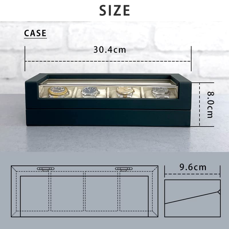 IGIMI W638 Luxury Watch Wooden Holds 4 with Green PU Officially Model IG04020408001 IG-ZERO Box, Case, Watches, Window, Leather, Imported,
