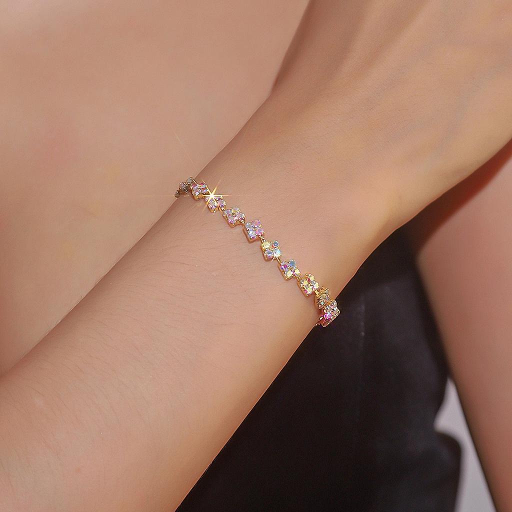 Premium Super Flash Full Diamond Bracelet Women'S Light Luxury Geometric Small Square Bracelet Sweet Simple Bracelet