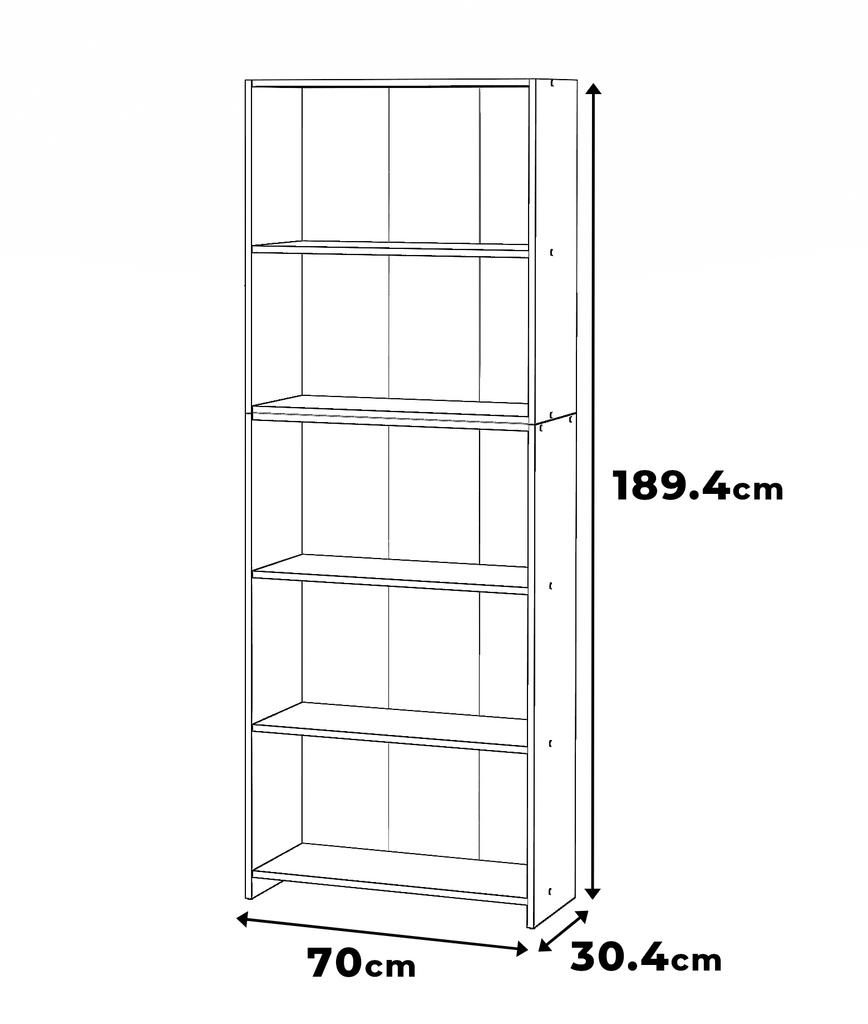 White Office Bookcase 70 CM with 5 Shelves Binders Toys Loft