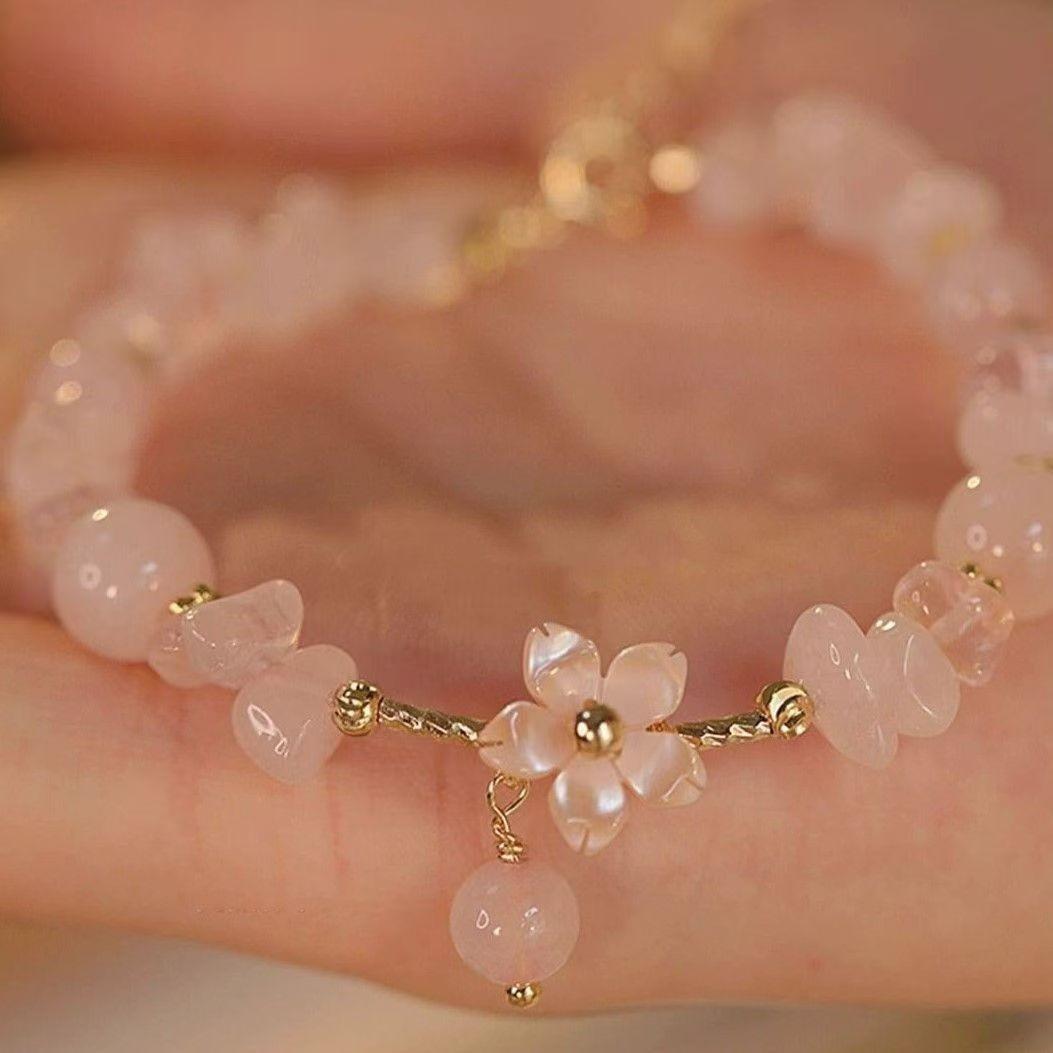 

Браслет из имитированного нефрита с золотыми ветвями и нефритовыми листьями One Size