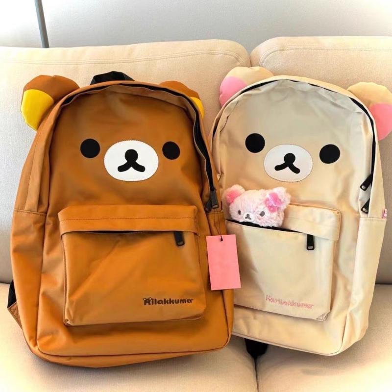 Kawaii Bear Rilakkuma Backpack Cute Anime Cartoon Bear Brown Large Capacity Backpack Stylish Casual Student School Bag Gift
