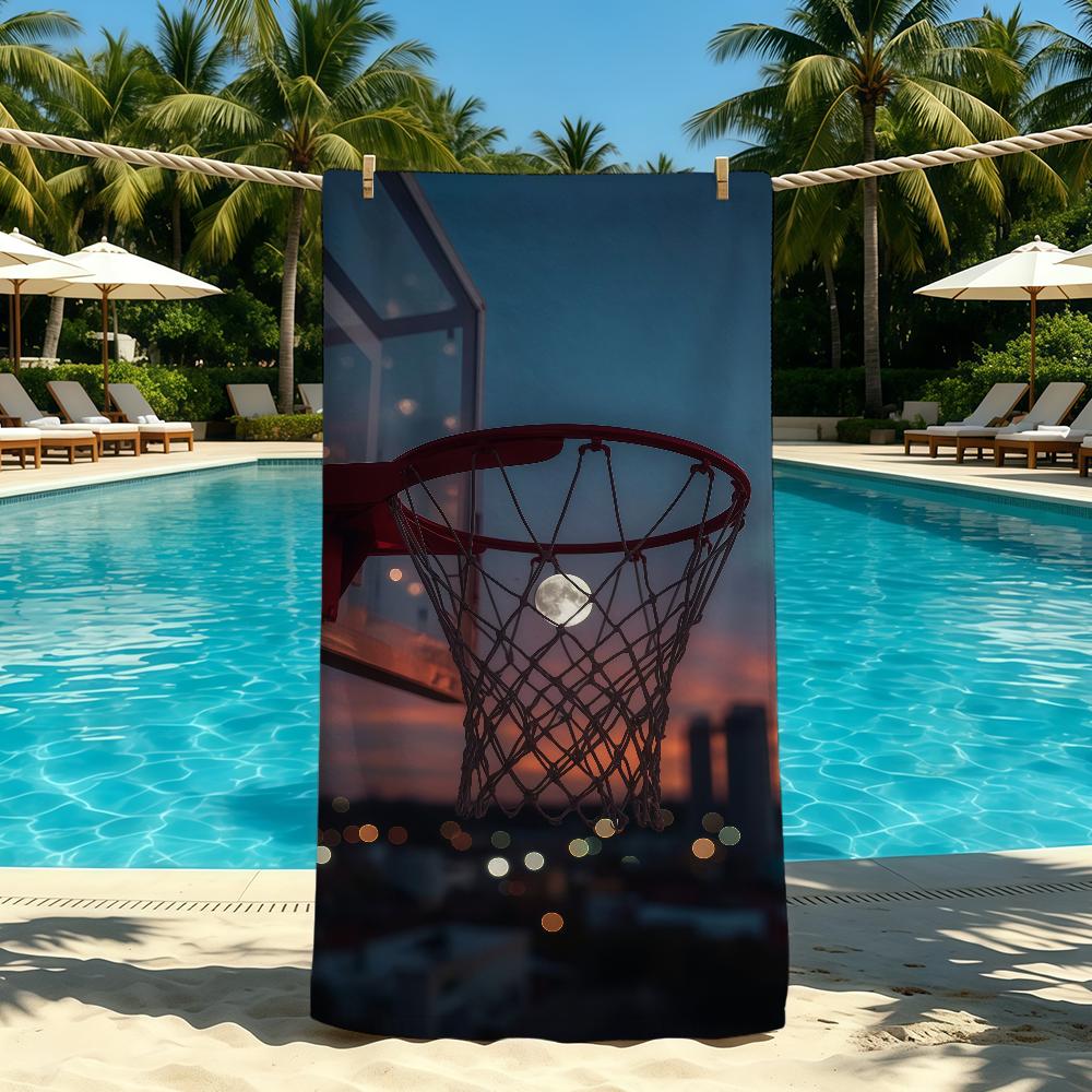 Towel For Outdoor Camping Beach Towel Moon Cool Basketball Super Absorbent Quick-Drying Summer Towel