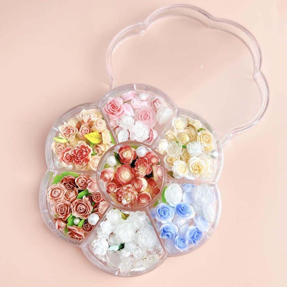 

Pink Rose Flower Rose Nail Accessories Mixed Pearl Beads Rose Nail Rhinestones Girls/Lady StyleB