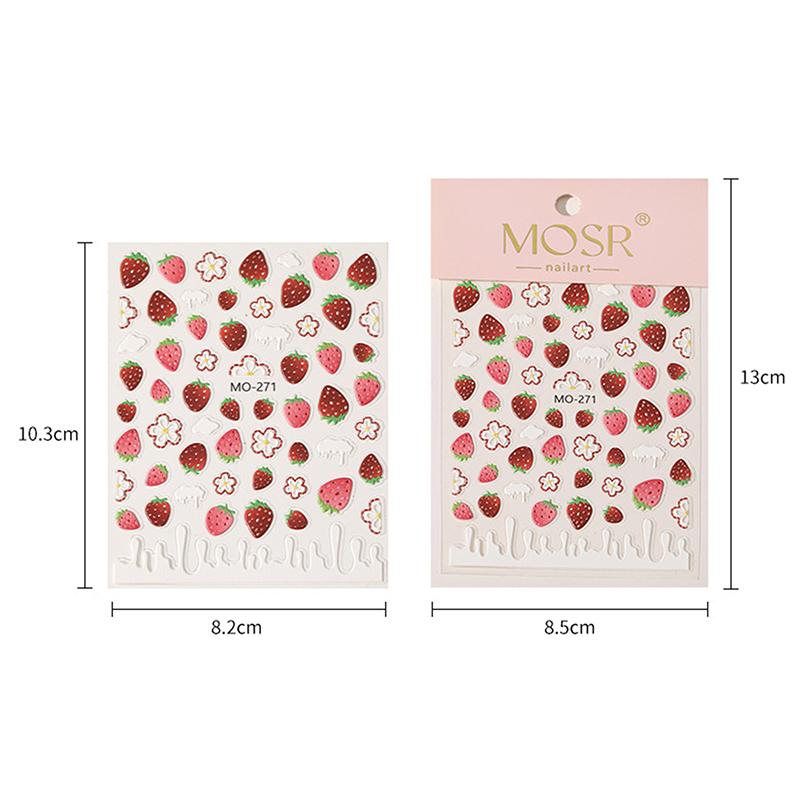 

5D рельефные наклейки для ногтей милые клубничные фрукты самоклеящиеся слайдеры наклейки для ногтей украшения для маникюра наклейки