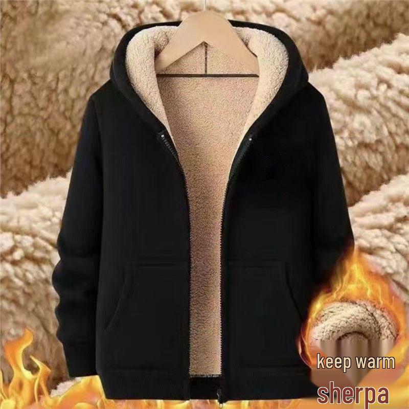 2025 Plus Size Lambswool Hoodie: Thick, Loose, Sporty, Casual Jacket for Autumn/Winter