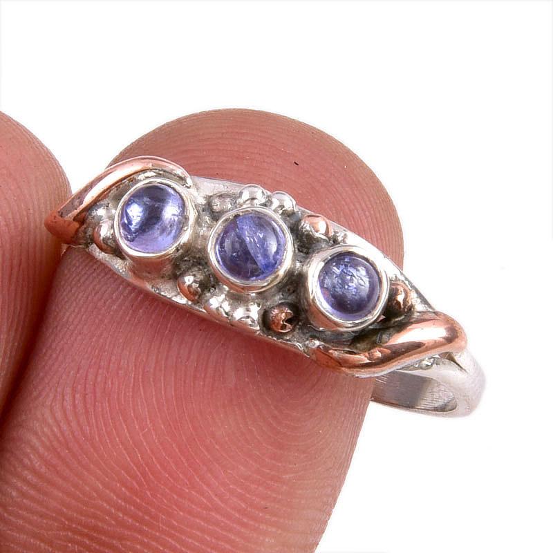 

Натуральный драгоценный камень танзанит 925 чистое серебро ювелирное кольцо двухцветное размер 9.5 a9t28