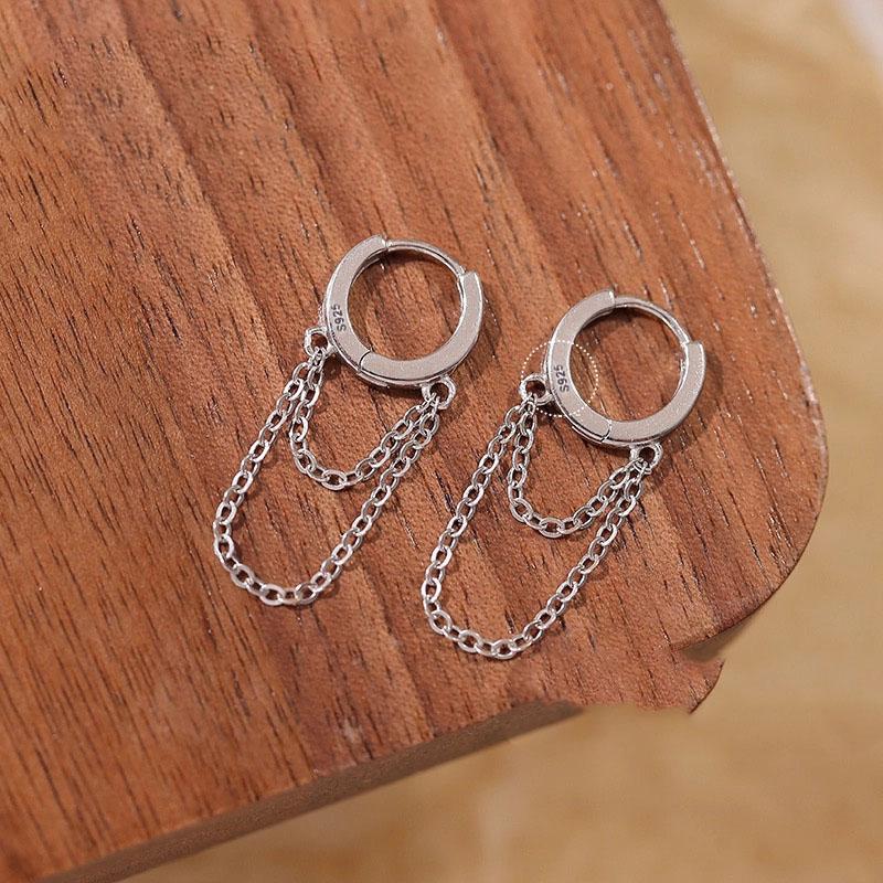925 Sterling Silver Vintage Earrings For Women Trendy Simple Tassel Chain Earring Jewelry Prevent Allergy Party Accessories Gift