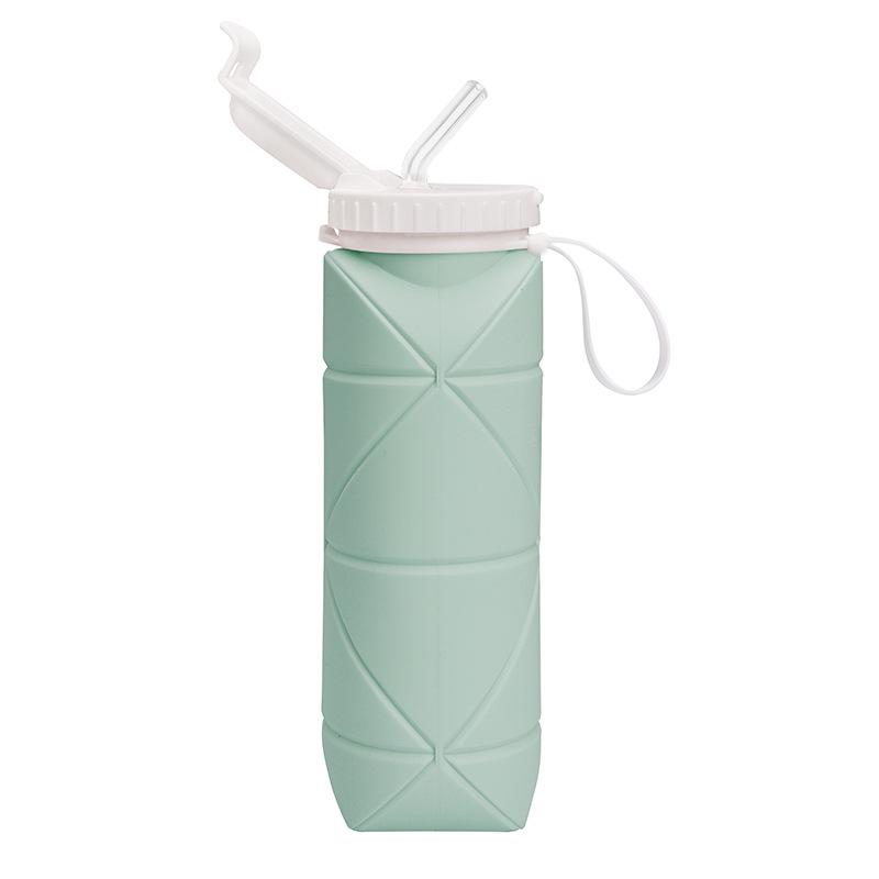 600ml Foldable Silicone Water Bottle: Portable, Straw-Style, Ideal for Outdoor Sports and Travel