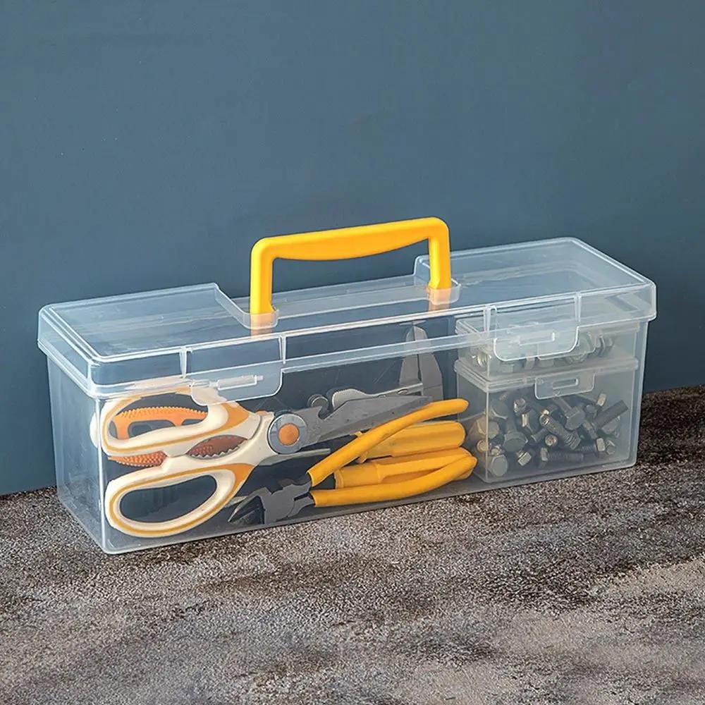 Portable Transparent Hardware Tool Box Multifuntional Empty Toolbox Plastic Parts Box Tool Organizer Household Tool Storage Box