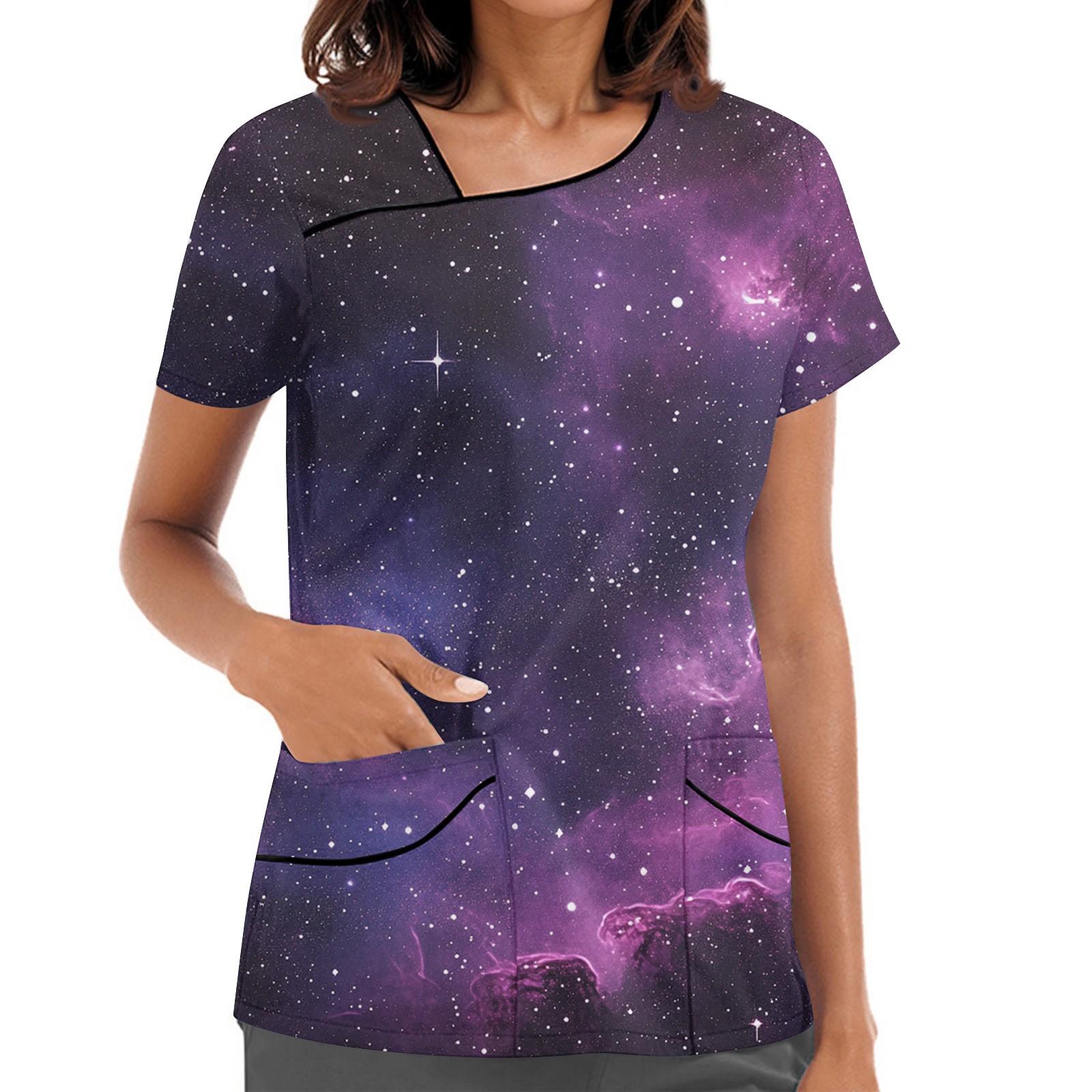 

Жіночий Робочий одяг з принтом, Косий комір та двошарові кишені, Базовий пуловер XXXXXL фіолетовий