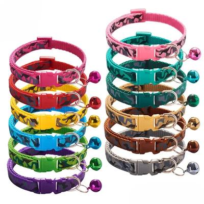 Pet Collar Cartoon Colorful Collars with Bell Camouflage Pattern Dog Cat Accessories Adjustable Collar Necklace Pet Supplies