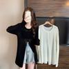 Women’s Plus Size Knit Top - Slimming, Single-Breasted, Versatile, Covers Buttocks, Ideal Base Layer