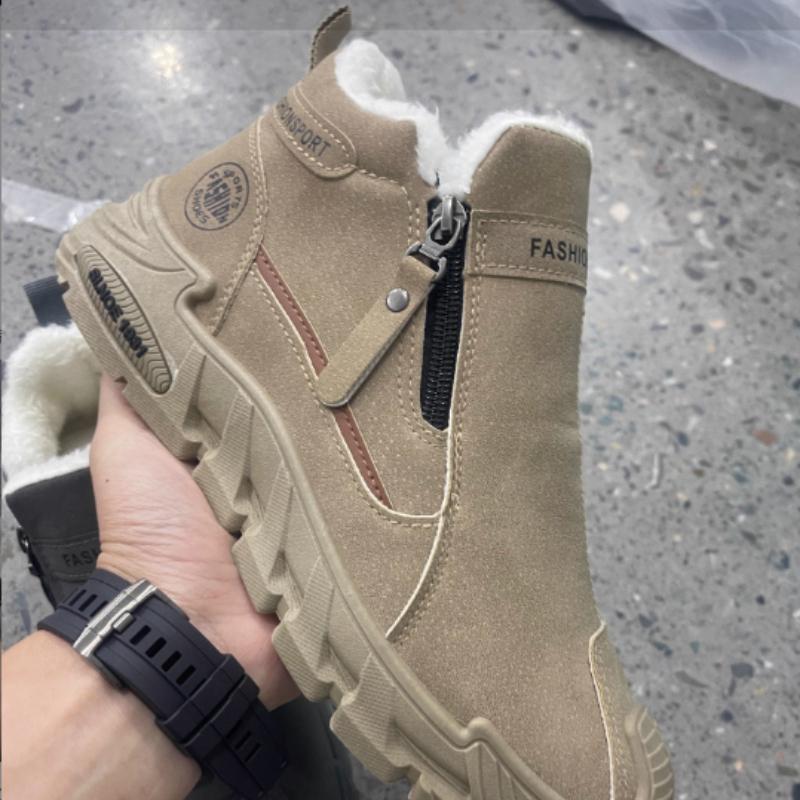 Men Winter Snow Boots, Simple and Fashionable In Solid Colors of Gray,  Pull-On Design for Easy Wear,  Lined for Warmth and Comfort