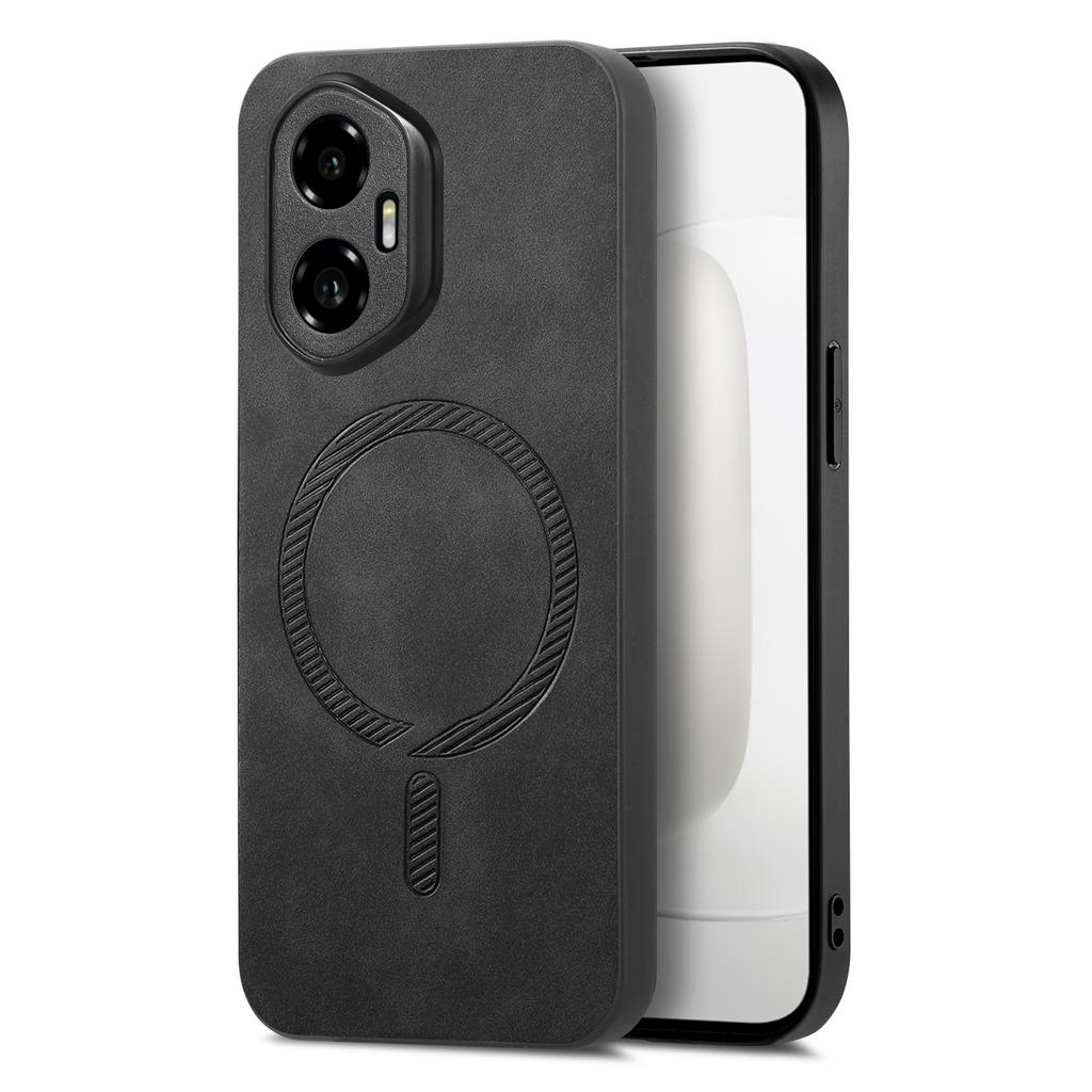 For Honor 300 Leather Back Case Compatible with MagSafe Skin-touch Phone Cover