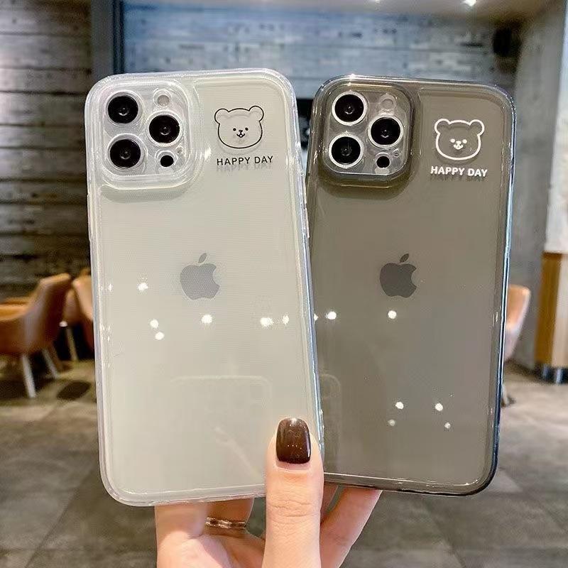 Simple Bear Smiley Face, Suitable for Iphone17 Mobile Phone Case, Transparent Apple 15pro Anti-drop 14 All-inclusive 13/16 New