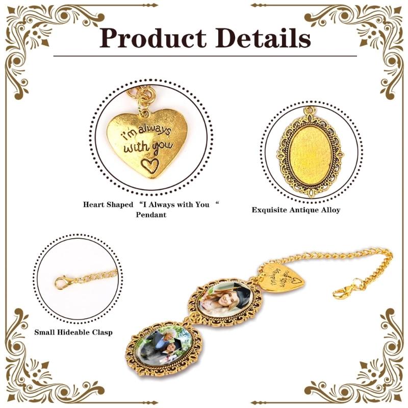 Pack of 4 Graduation Memorial Photo Pendants Tassels Design for Sentimental Keepsakes Easy Photo Change Alloy Jewelry