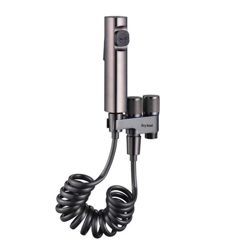 Dual-Outlet Grey Bidet & Toilet Sprayer Set