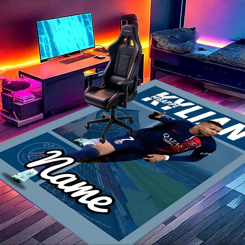 Custom Name Personalized Kylian Mbappe Print Carpet, Versatile Home Decor Rug, for Playroom, Apartment, Balcony, Entryway, Hallway Gift