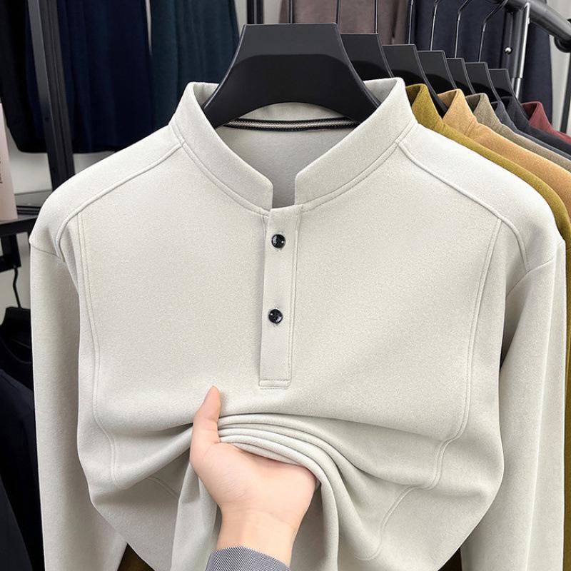2025 Men s Double-Sided Velvet Stand Collar Long Sleeve Slim Fit Business Casual Sweatshirt 4XL