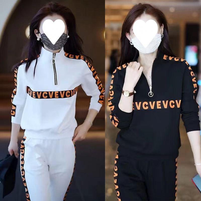 Lässiger Modeanzug für Damen, Modisches Halbzip-Sweatshirt für Frühling und Herbst, Modisches altersreduzierendes Sportbekleidungs-Zweiteiler-Set