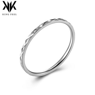 Japanese-Korean Style 1mm Rhombus Stacked Titanium Steel Pinky Ring - Elegant Light Luxury Wedding & Fashion Hand Jewelry