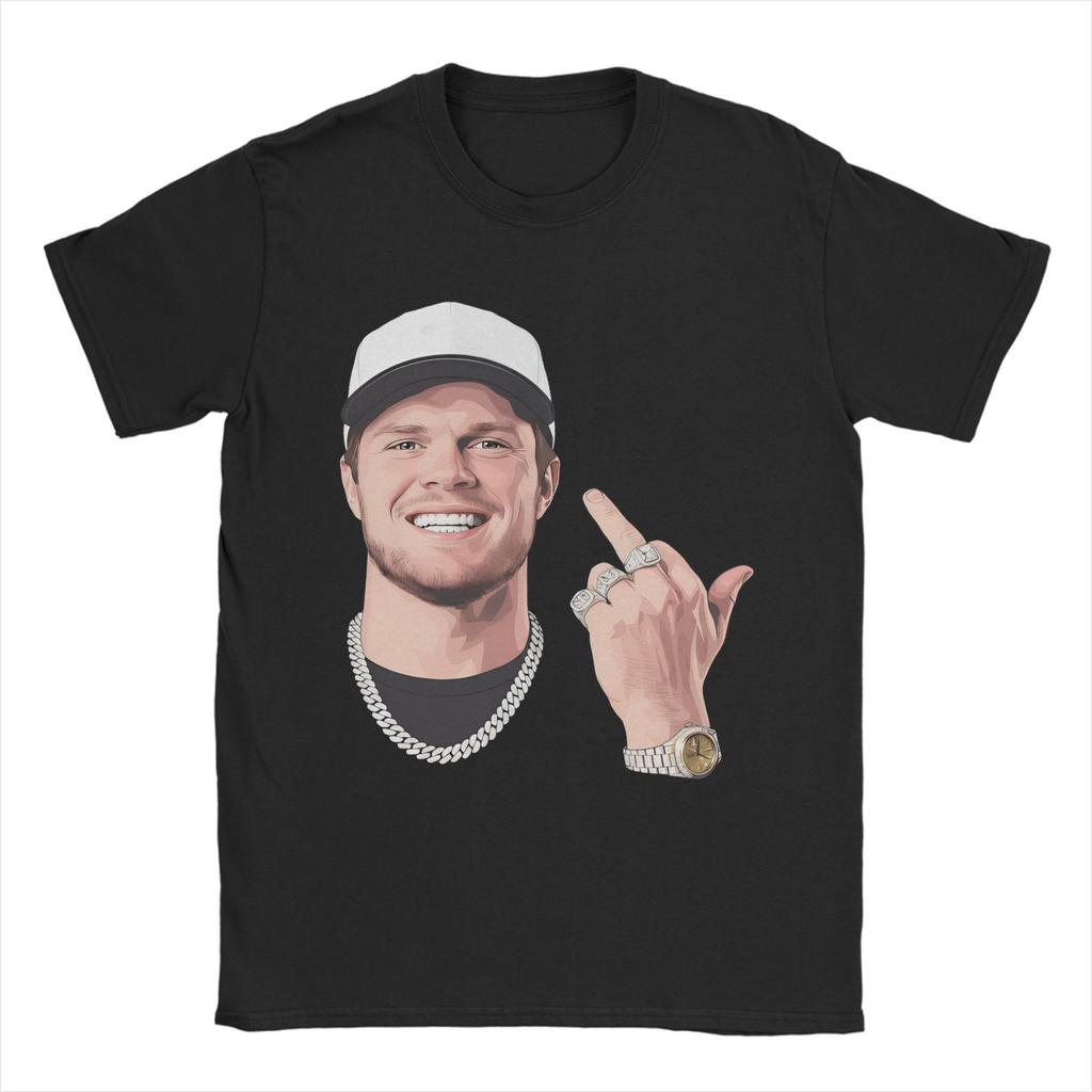 Sam Darnold Middle Finger T-Shirts for Men  Novelty Cotton Tees Round Neck Short Sleeve T Shirt Birthday Gift Tops