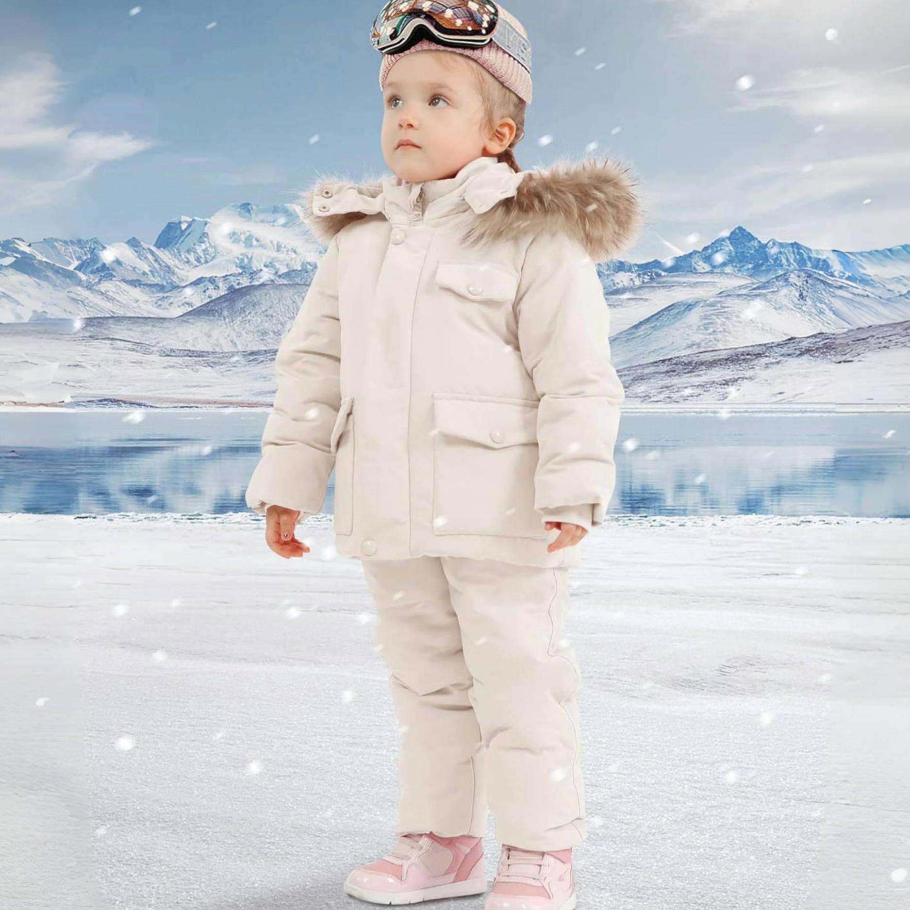 

Детский зимний пуховый комплект – Теплый комбинезон с капюшоном для малышей мальчиков и девочек, 90% белый утиный пух, 1–6 лет 110 теплый белый