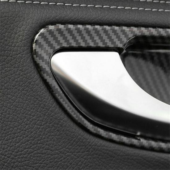 ABS Carbon Fiber Car Interior Door Handle Bowl Cover for Benz C E GLC 2016-