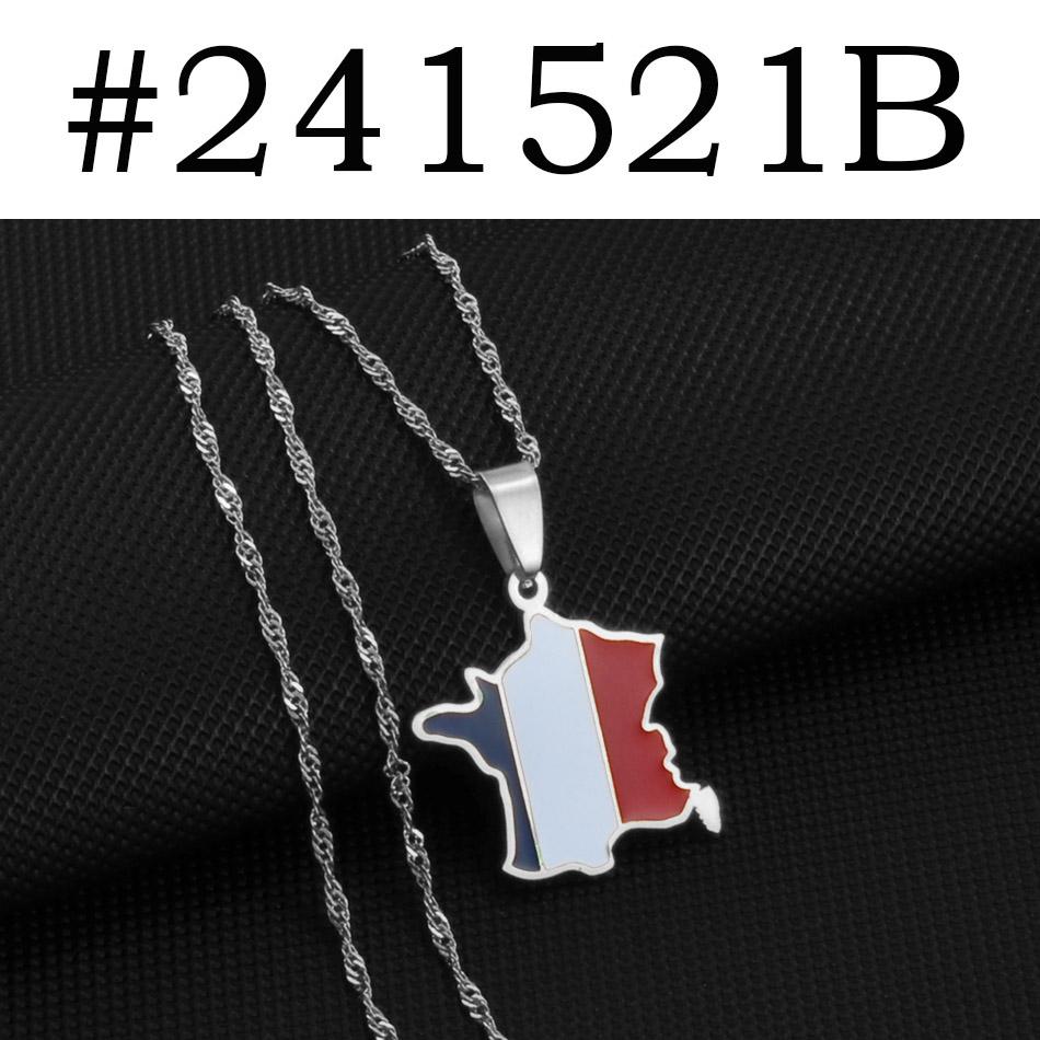 Anniyo France Map With Corse Pendant Chains for Women Girl Silver Color/Gold Color Jewelry The French Republic #241521 45cm OR 17.7 Inches