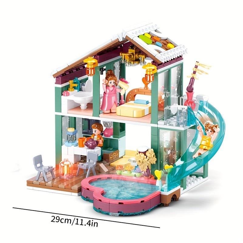 Sluban 0961 Hot Spring Holiday House Building Block Toy Model Educational DIY Assembled Building Block Toy, Home Decoration