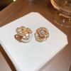 Faux Pearl Two-sided Shell Zircon Earring Elegant Fashion Women Shiny Crystal Imitation Pearl Handmade Earrings Party Jewelry Gift