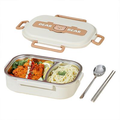 304 Stainless Steel Lunch Box For Kids Food Storage Insulated Lunch Container 4 Compartments Bento Box With Soup Cup Spoons