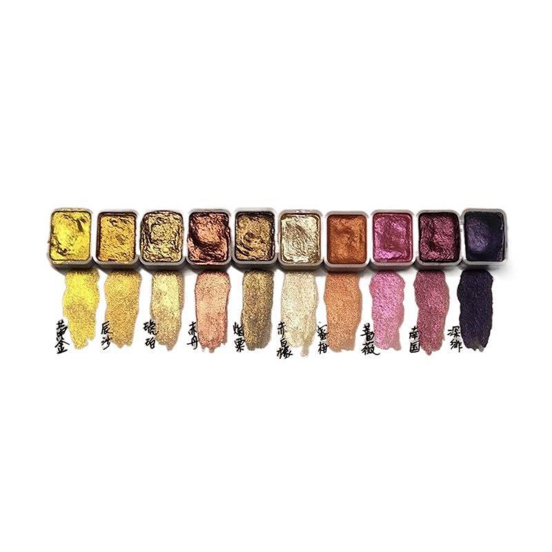 Gold & Silver Iridescent Pearlescent Watercolor Paint for Nail Art & Chinese Thangka Painting