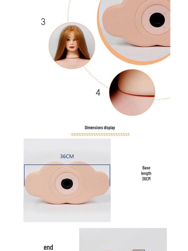 Friseurkopf mit Schultern und Ständer - Glattes Haar