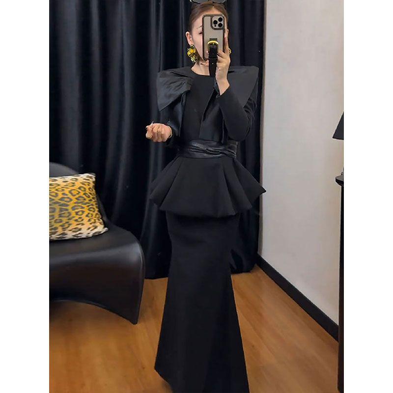 

Модный стиль Повседневный приталенный костюм Верхняя одежда Женский Весна и Осень 2025 Новый Дизайнерский Смысл Пэчворк Шалевый Воротник Приталенный Топ Black Tops 3XL