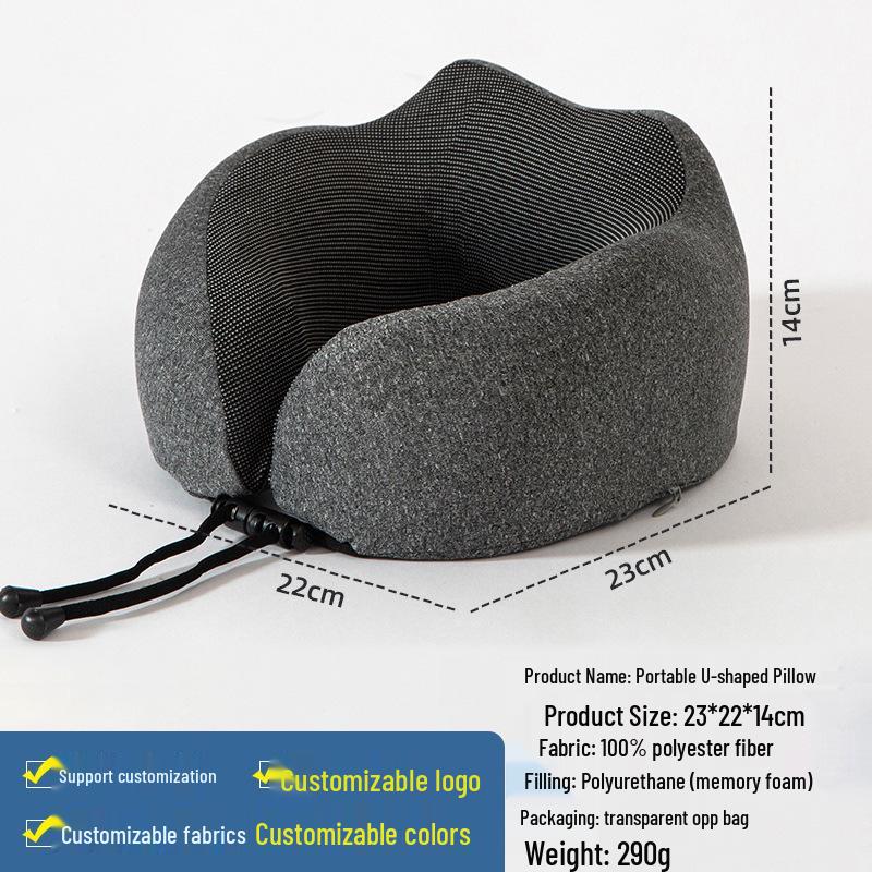 U-Shaped Memory Foam Travel Pillow for Neck and Cervical Spine Support