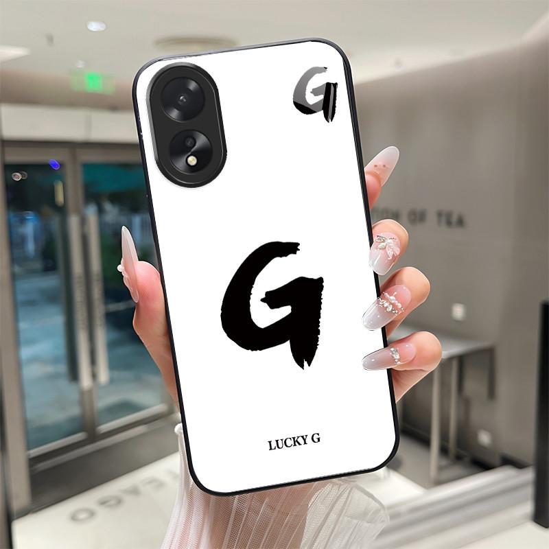 Phone Case For OPPO A18 A38 A58 A78 Back Covers Lucky Letter Protective Case For OPPOA18 OPPOA38 Tempered Glass Soft TPU Shell