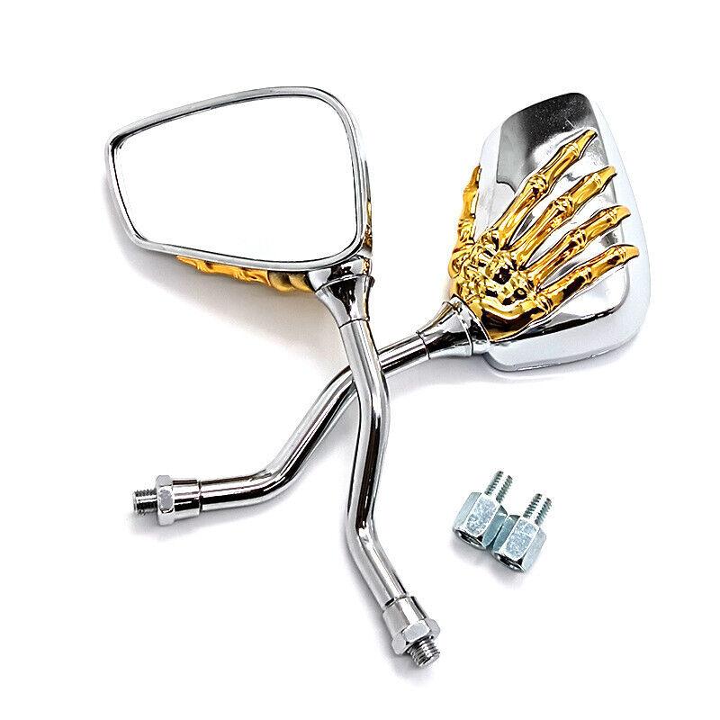 

Universal Motorcycle Skull Hand Claw Rear-View Side Mirror Universal Fit Mirror Bolt For Street Sport Bike Chopper Cruiser золотой