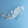 Handmade Soft Ceramic Hair Combs Messy Bun Maker with Pearls Decor for Female Daily Headdress Jewelries
