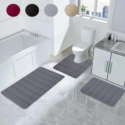 Badmattor 3-delars set Mjuk fotmatta Absorberande Memory Foam Torkar snabbt Halkfri Golv Kök Duschrum Dörrmatta Toalettgolvmatta