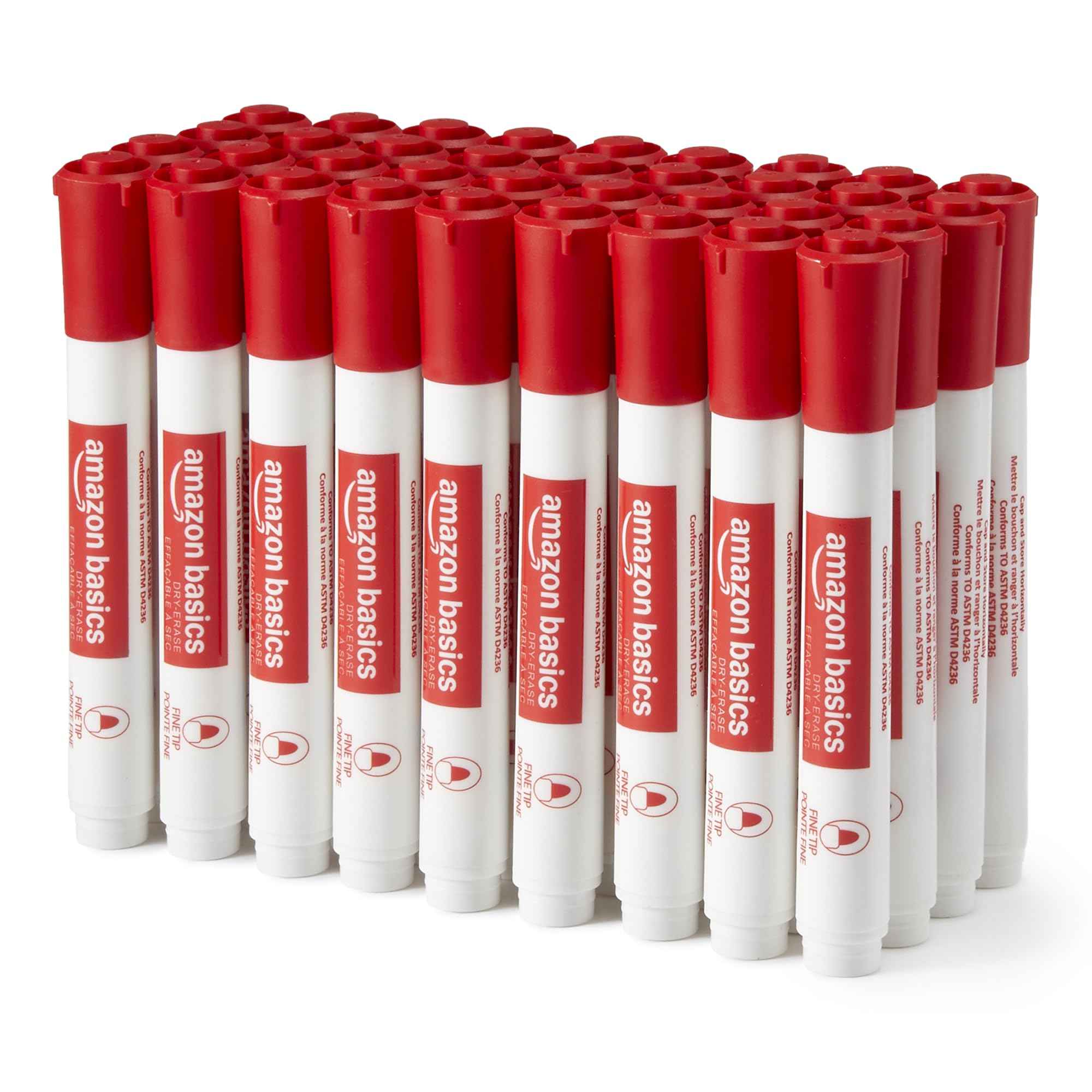 

Amazon Basics Dry Erase Markers, Fine Tip, Low Odor, Red, 36-Pack, 13x1.9x1.9cm