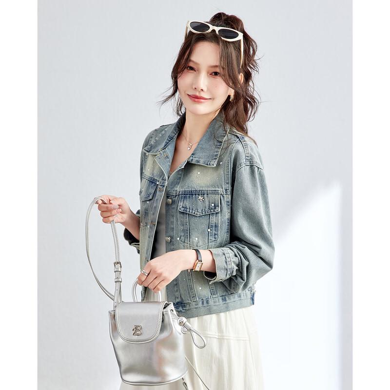 TERRE BLEUE Women's Beaded Denim Jacket