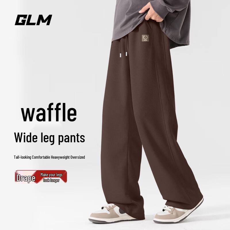 

GLM Men s Waffle Knit Wide-Leg Casual Pants M