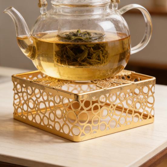 Dekoratif Mumluk Demir Çaydanlık Isıtıcı Standı Oyuk Tasarım Çaydanlık Isıtıcı Standı Tencere Kettle için Vintage Tarzı Ev Dekorasyonu