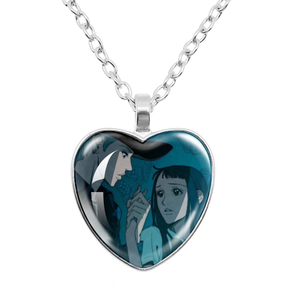 Paradise Kiss Anime Necklace Yukari Hayasaka Miwako Sakurada Glass Heart Shape Pendant Necklace Charm Jewelry Friend Gift
