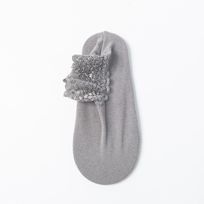 Women’s Non-Slip Lace Trim Thick Floor Socks for Autumn/Winter