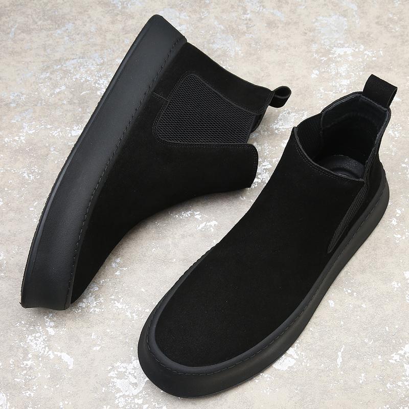 Fashion Ankle Boot New Arrival Men's Chelsea Suede Leather High Tops Shoes Male Walking Sneakers Footwear Zapatos Hombre