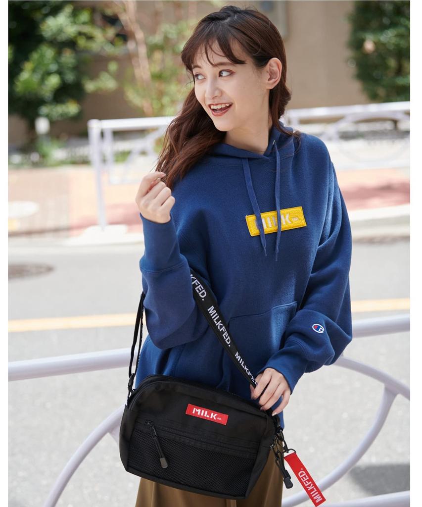 Milkfed NEO Logo Tape Shoulder Red Bag, 3182098,