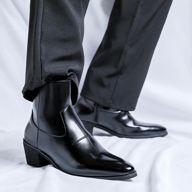 Fashion 2025 Men's Boots Luxury Brand Leather Boots Fashion High Top Chelsea Boot Business Dress Boots for Men Ankle Botas Big Size 46